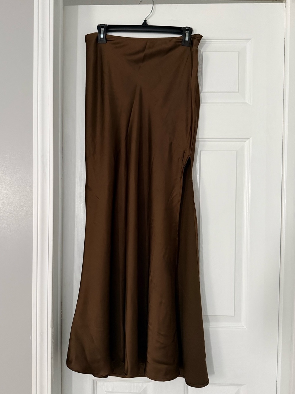 Fashion Nova Brown Satin Maxi Skirt